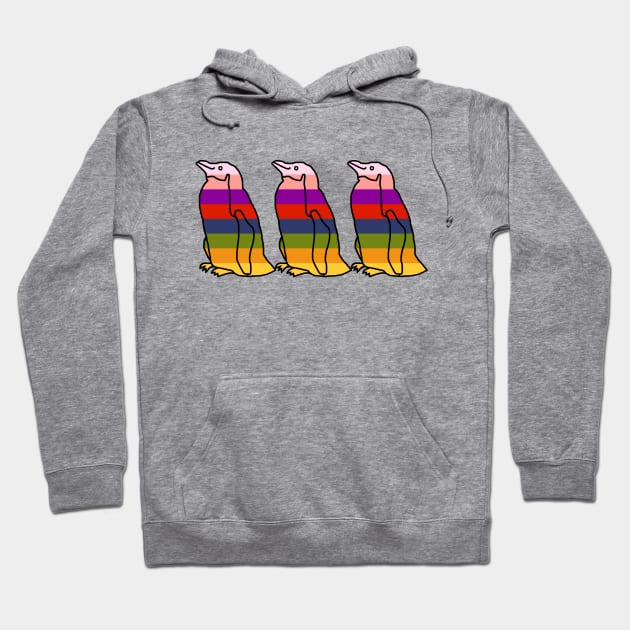 Three Rainbow Penguins Hoodie by ellenhenryart